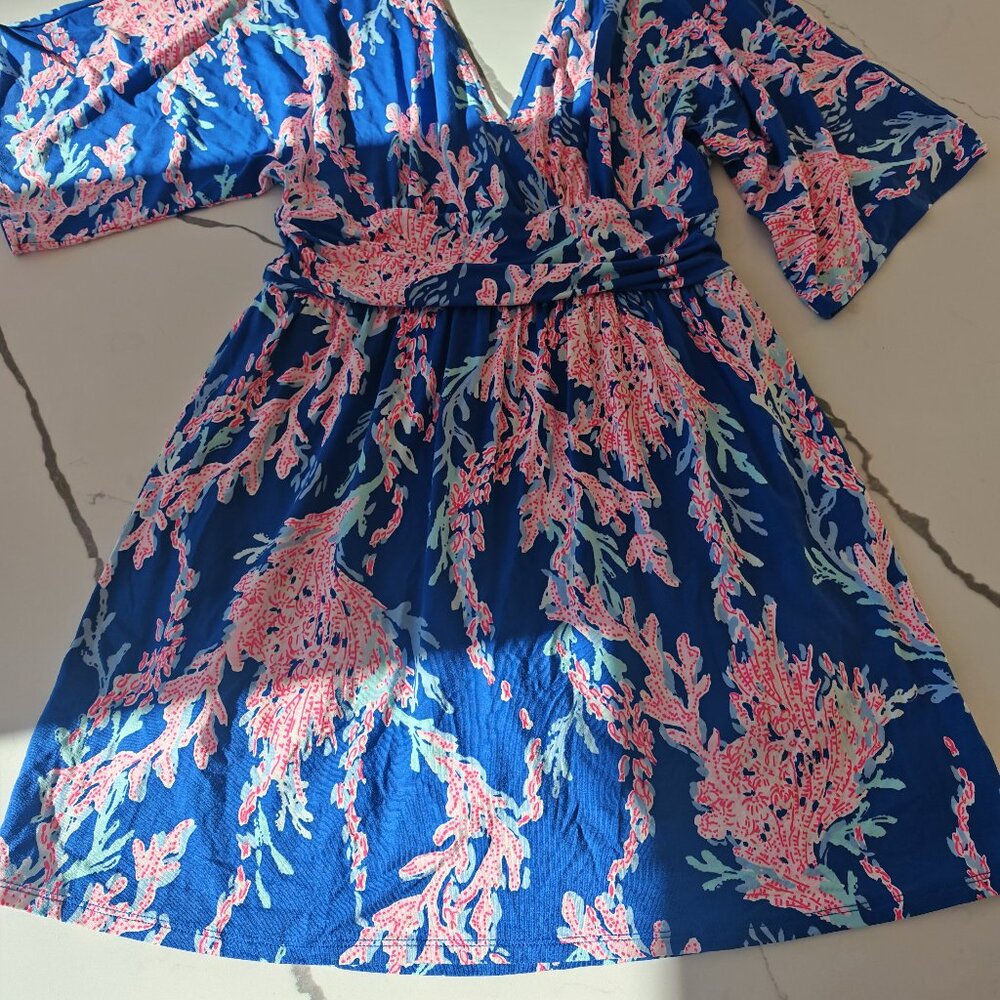 Lilly Pulitzer Coral Reef Print Skort Romper Dress Blue Pink Size S Built-In Sho - Picture 3 of 11